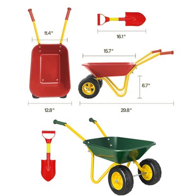 Kids Wheelbarrow Children Garden Cart with Toddler Gardening Tool Set