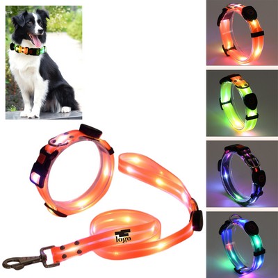 LED Dog Pet Flashing Light Collar Leash Set
