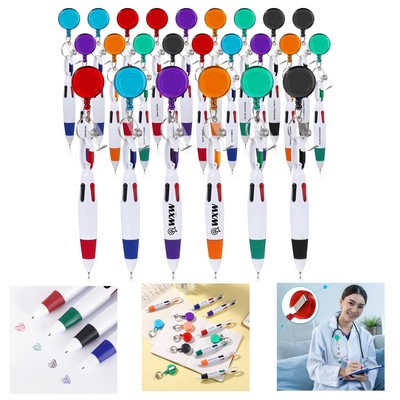 Retractable Multicolor Shuttle Pens With Badge Reel