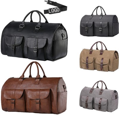 PU Leather Handheld Folding Clothing Travel Bag