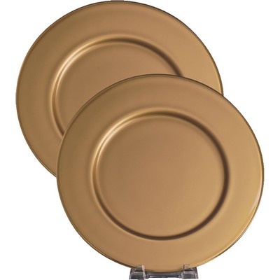 12.5" Diameter Glimmering Gold European Glass Award Tray