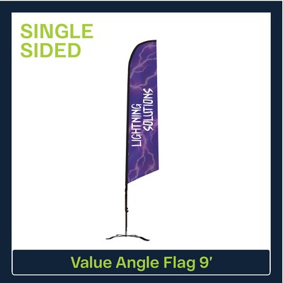 Value 9' Angle Flag - Single Sided Graphic Black X Base