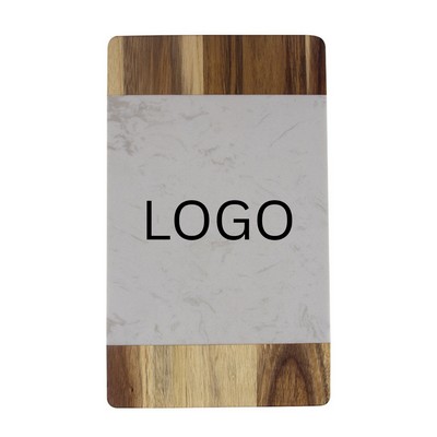 White Marble and Acacia Wood Cutting Board Handcrafted Charcuterie Board