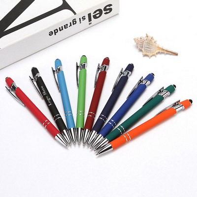 Soft Touch Aluminum Ballpoint Pen w/ Stylus