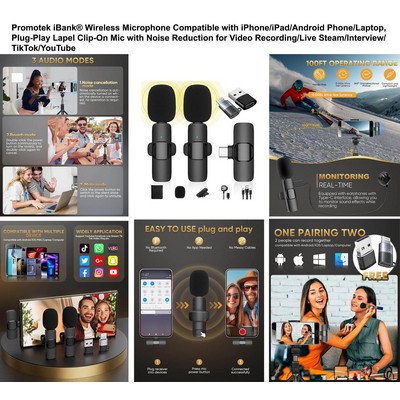 Promotek iBank® Wireless Microphone Compatible with iPhone/iPad/Android Phone/Laptop