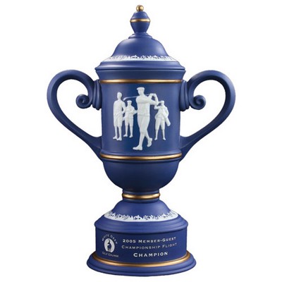 Men's Vintage Ceramic Golf Cup Trophy - Blue / Gold