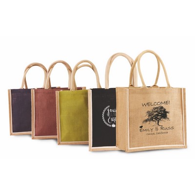 Colored Jute Shopping Bag with Webbed Handles