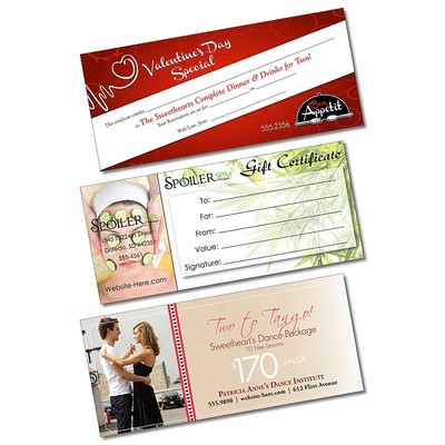 Gift Certificate - 4x9 - 80 lb. Matte Coated Paper