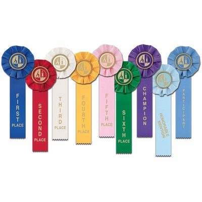 Gymnastics Stock Rosette Ribbon w/Single Streamer