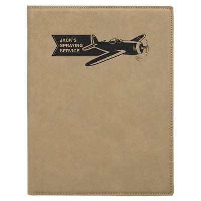 7" x 9" Light Brown Leatherette Small Portfolio with Notepad