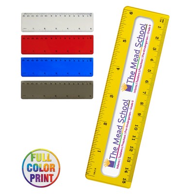 Union Printed - Frosted Colored 6 inch Ruler with standard and metric measurement units - Full Color