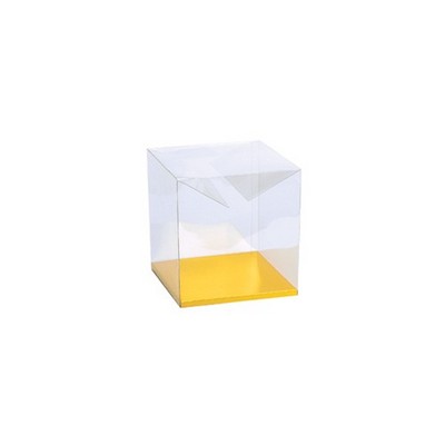 Clear Square Box w/Gold Bottom