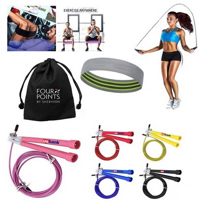 Promotek iBank® Booty Exercise Band + Jump Rope (Grey)