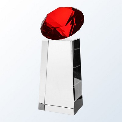 Red Diamond Slant Optic Crystal Award - Small