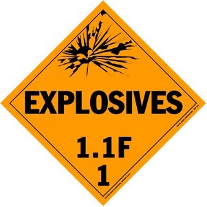 Explosives Class 1.1F Polycoated Tagboard Placard - 10.75" x 10.75"