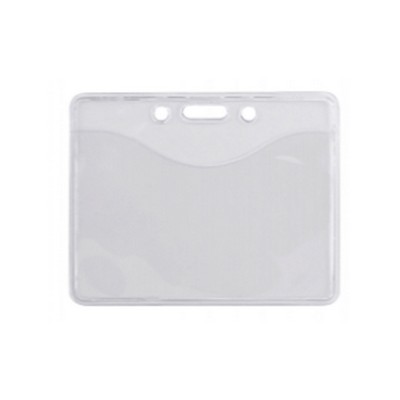 3.83" W x 3.06" H - Horizontal Clear Vinyl Badge Holder (1 Color Imprint)