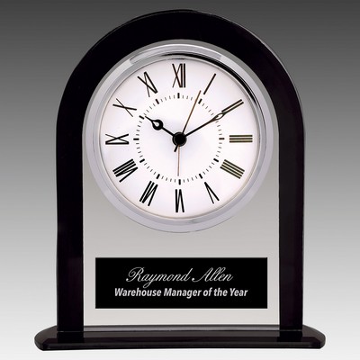 6.25" Black/Clear Glass Arch Clock