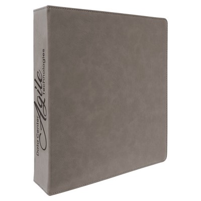 Gray Leatherette 3 Ring Binder with 2" Slant D Rings