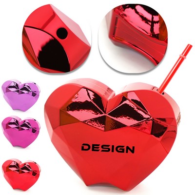 20oz Heart-Shaped Reusable Cup with Straw