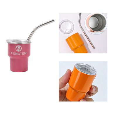 Stainless Steel Mini Tumbler W/ Straw 4 oz.