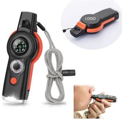 Survival Whistle 7 in 1 with Compass Light and Thermometer