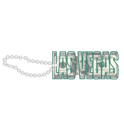 Las Vegas Block Letter $100 Bill Key Chain w/ Black Back (4 Square Inch)