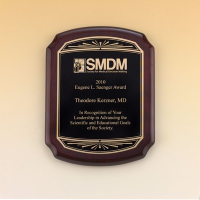 Sunburst Design Plate on Rosewood Stained Plaque (8"x10 1/2")