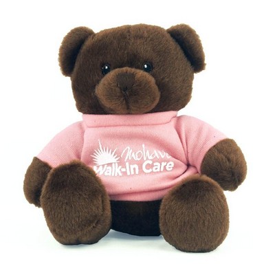 6" Brown Cocoa Honey Bear Stuffed Animal w/T-Shirt & One Color Imprint