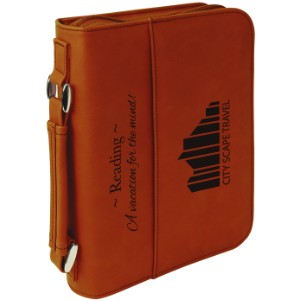 Book Cover with Handle & Zipper, Rawhide Faux Leather, 6 3/4" x 9 1/4"