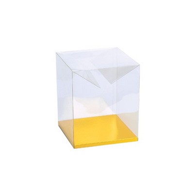 Clear Box w/Gold Bottom & Flower Top