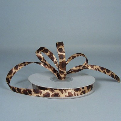 Brown Leopard Ribbon w/Double Faced Satin