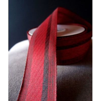 Red Vintage Cloth Striped Ribbon