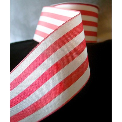 Peach Striped Polyester Blend Ribbon