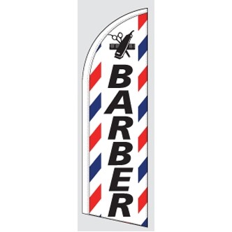 8' Poly-Knit Stock Feather Flag w/Pole Kit (Barber w/Barber Pole in Background)