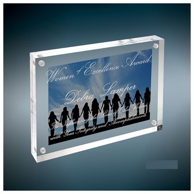 Self-Standing Acrylic Magnetic Rectangle Plaque/Photo Frame, Medium (5"x7")