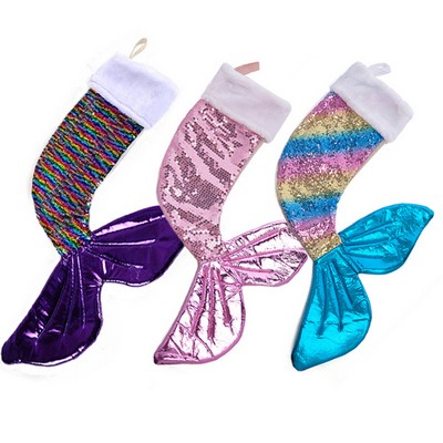 Mermaid Tail Texture Christmas Stocking,1Pcs Socks For Xmas