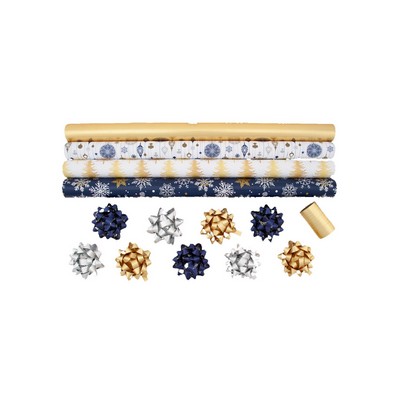 4 Roll Gold Gift Wrap Kit
