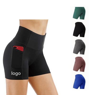 High Waist Yoga Running Shorts with Deep Pockets
