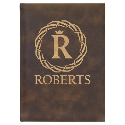 7" x 9 3/4" Rustic/Gold Leatherette Journal-Lined Paper