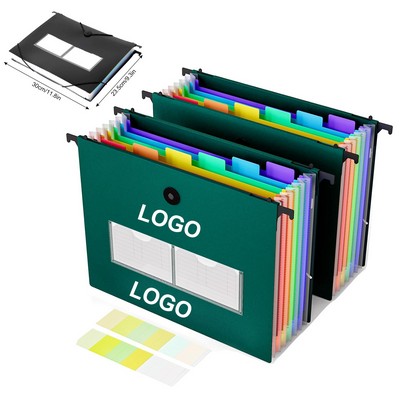 11 4/5"x9 1/3" Plastic 7 Pocket Expanding Hanging Accordian File Organizer w/Retractable Hook
