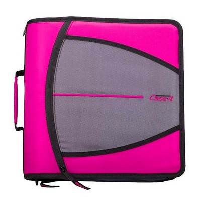 Case-It Mighty Zip Tab Binder - Magenta, 3 (Case of 6)