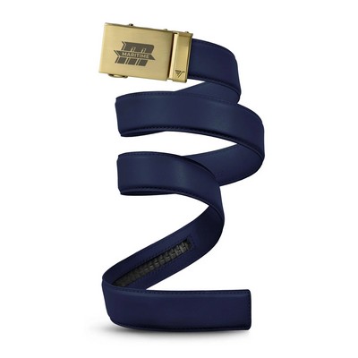 Gold Buckle, Deep Blue Leather Strap