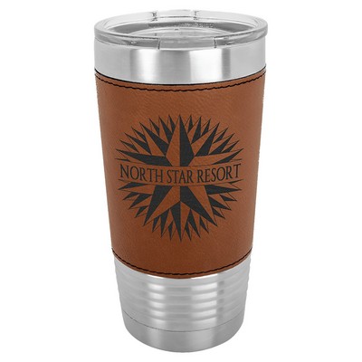 Polar Camel 20 oz. Rawhide Laserable Leatherette Tumbler with Clear Lid