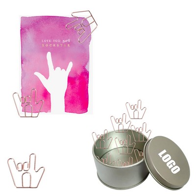 Loving You Gesture Shaped Paper Clips in Tin Box