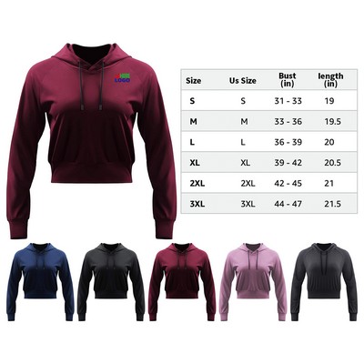 Women's Running Crop Top Workout Long Sleeve Shirts with Hoodie Sweatshirt