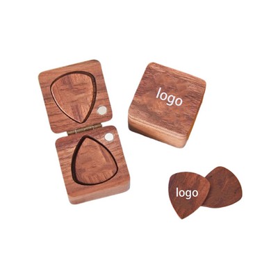 Custom Rectangle Wooden Guitar Picks Box including 1pcs Pick