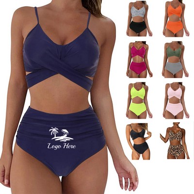 Custom Cross Strap High Waist Women'S Split Swimwear