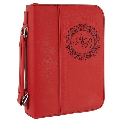 Red Leatherette Book/Bible Cover with Handle & Zipper