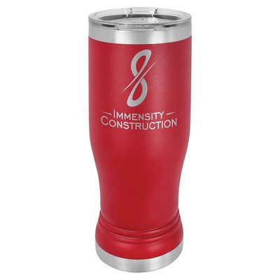 Red 14 oz. Polar Camel Pilsner with Clear Lid