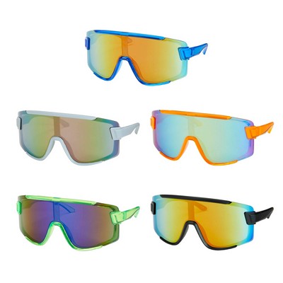 Shields Wrap Mirror Color Lens Sunglasses